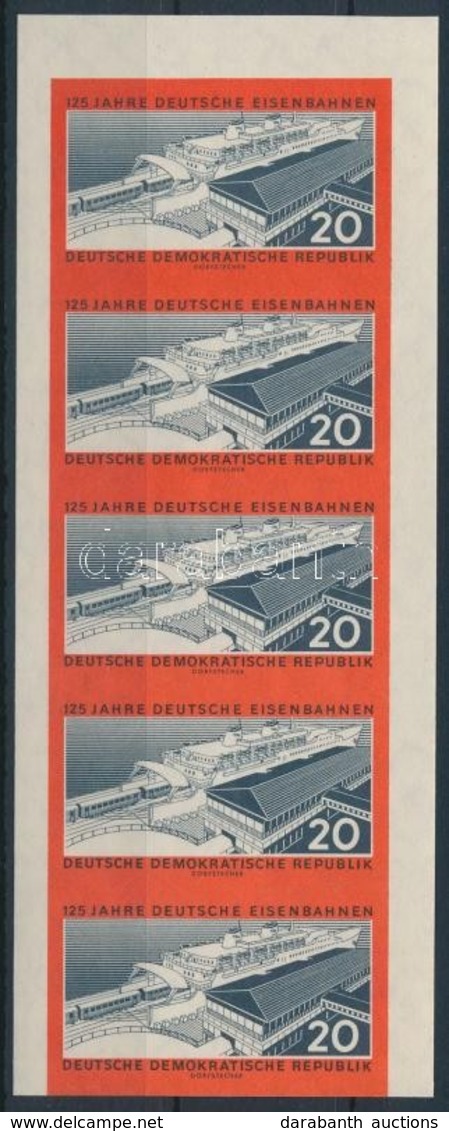 ** 1960 Mozdony Vágott ötöscsík,
Locomotive Imperforated Stripe Of 5
Mi 805 B - Autres & Non Classés