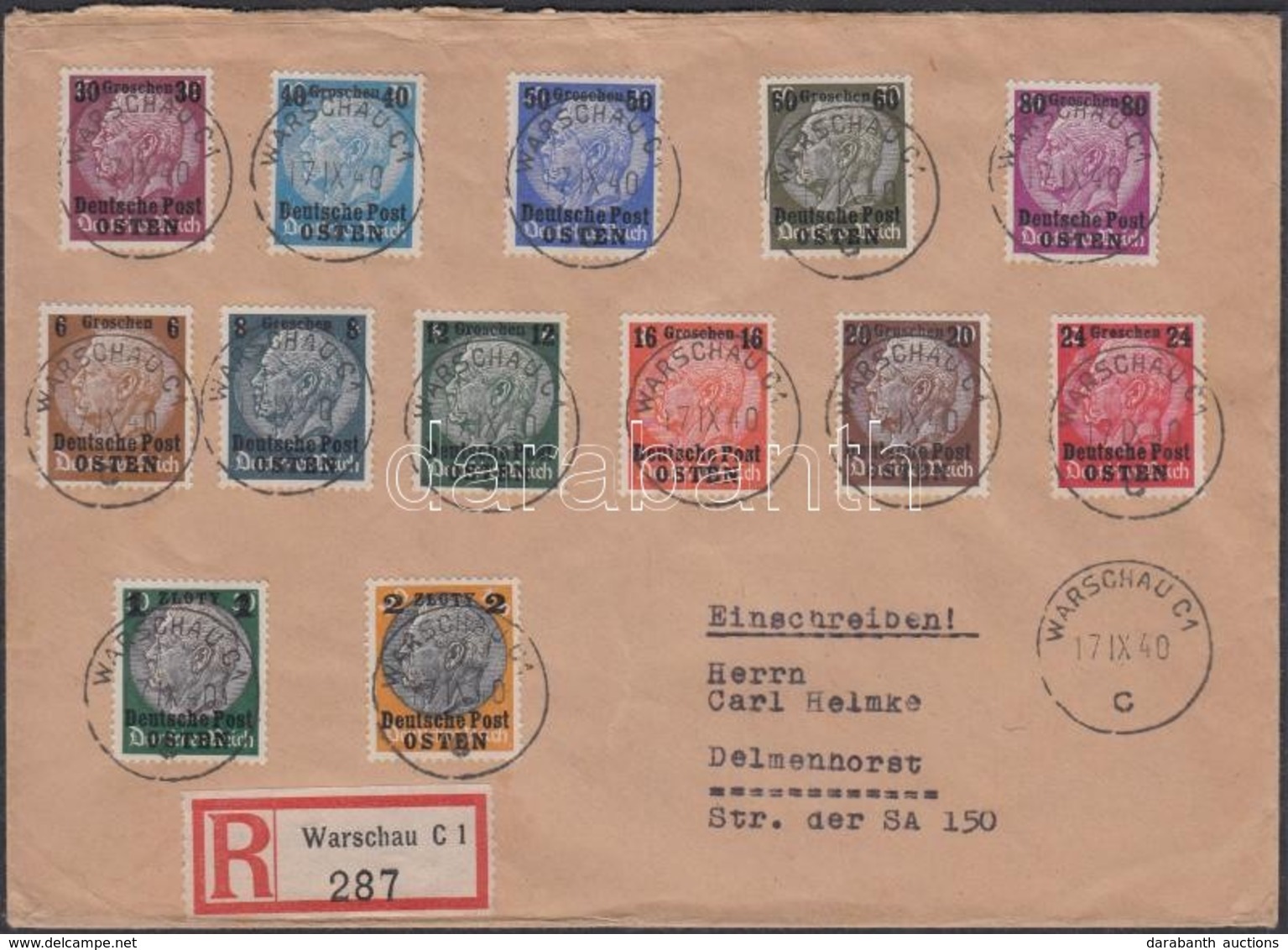 ** Generalgouvernement 1939 Mi 1-13 Postatiszta + Ugyanaz Ajánlott Levélen - Autres & Non Classés