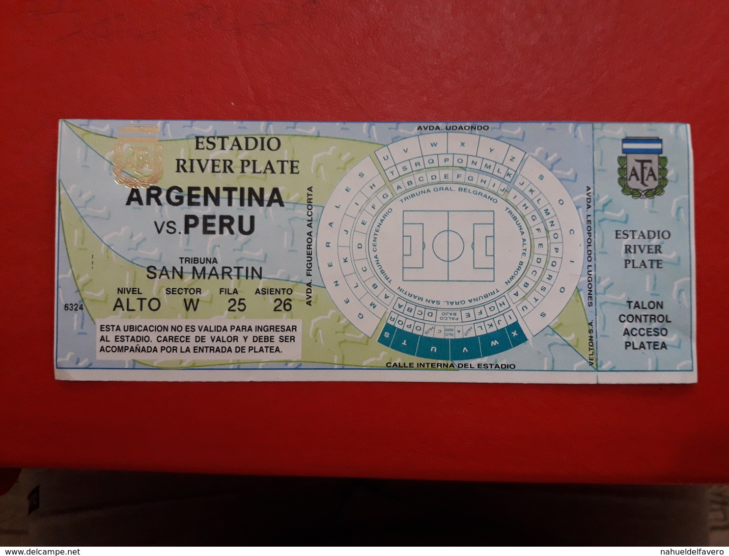 Argentina Futbol Entrada Partido Argentina Vs Peru - Tickets D'entrée