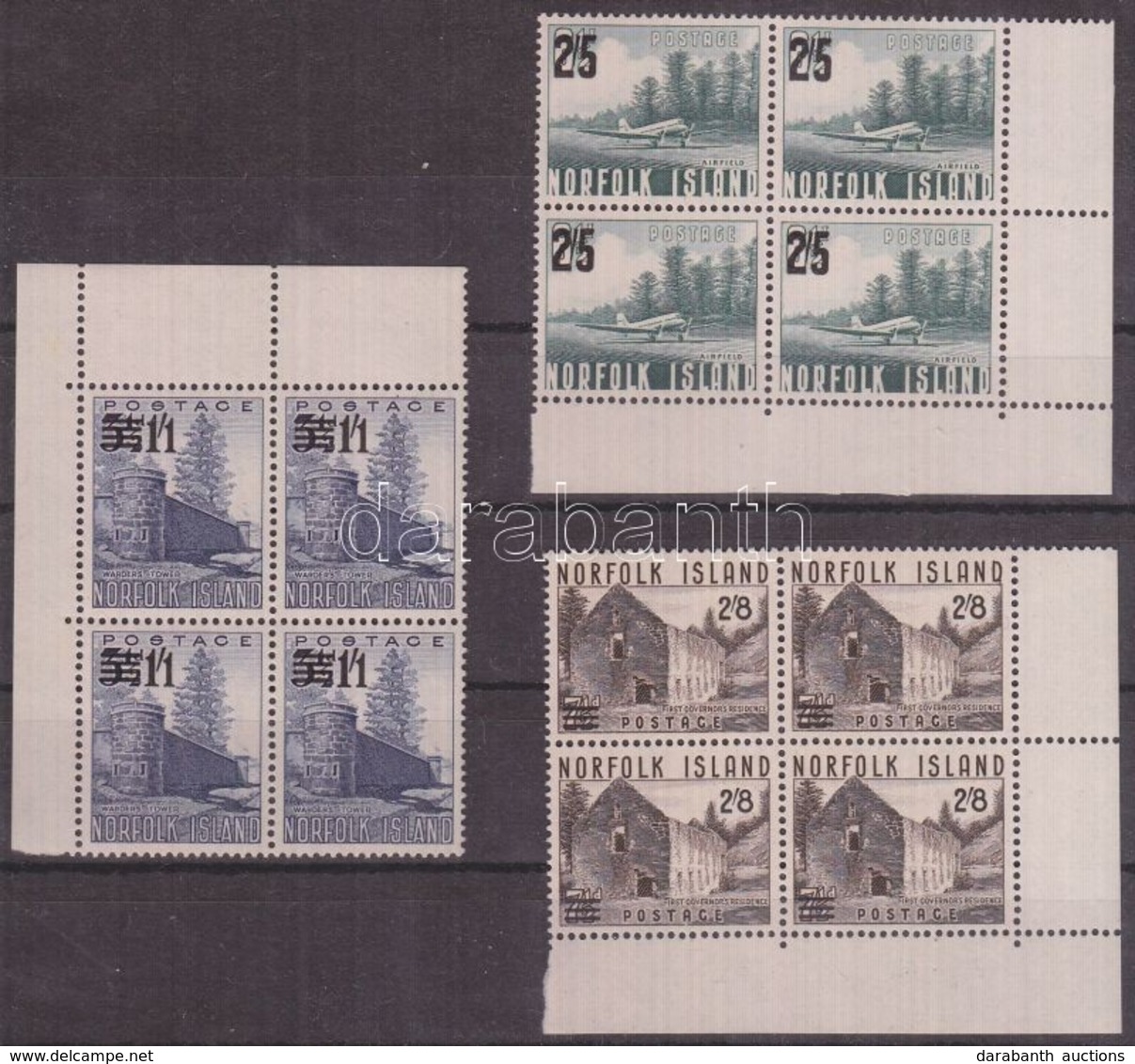 ** 1960 Forgalmi Mi 37-39 ívsarki Négyestömbökben / Corner Blocks Of 4 - Autres & Non Classés