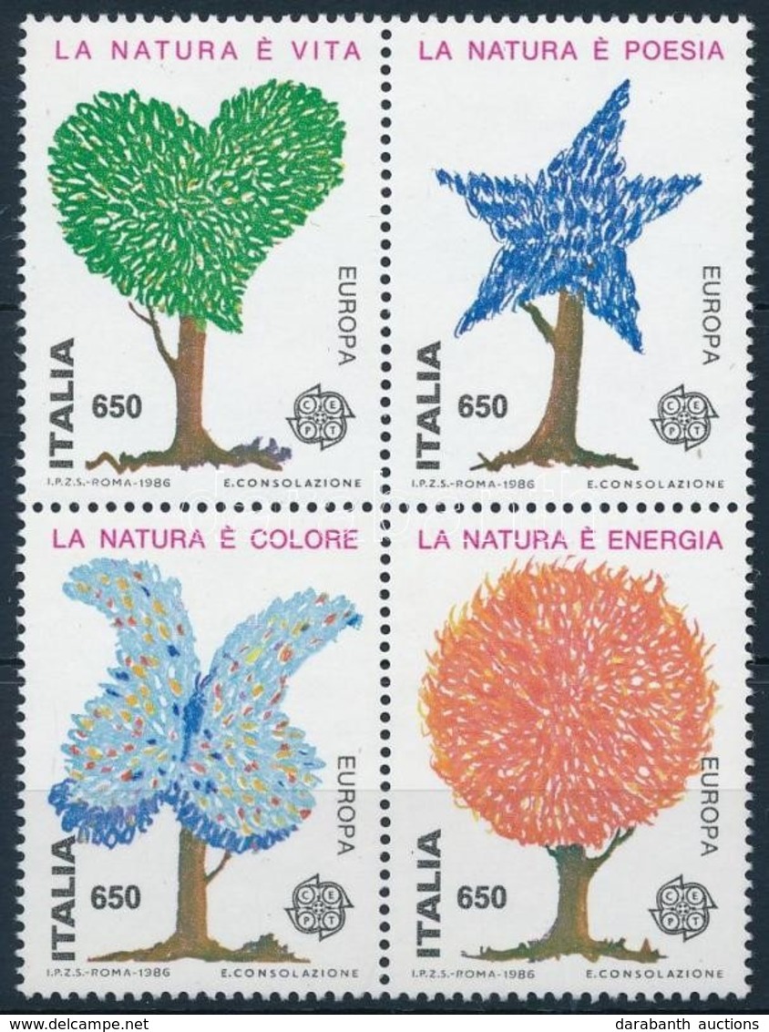 ** 1986 Europa CEPT: Környezetvédelem Négyestömb,
Europa CEPT: Environment Protection Block Of 4
Mi 1968-1971 - Andere & Zonder Classificatie