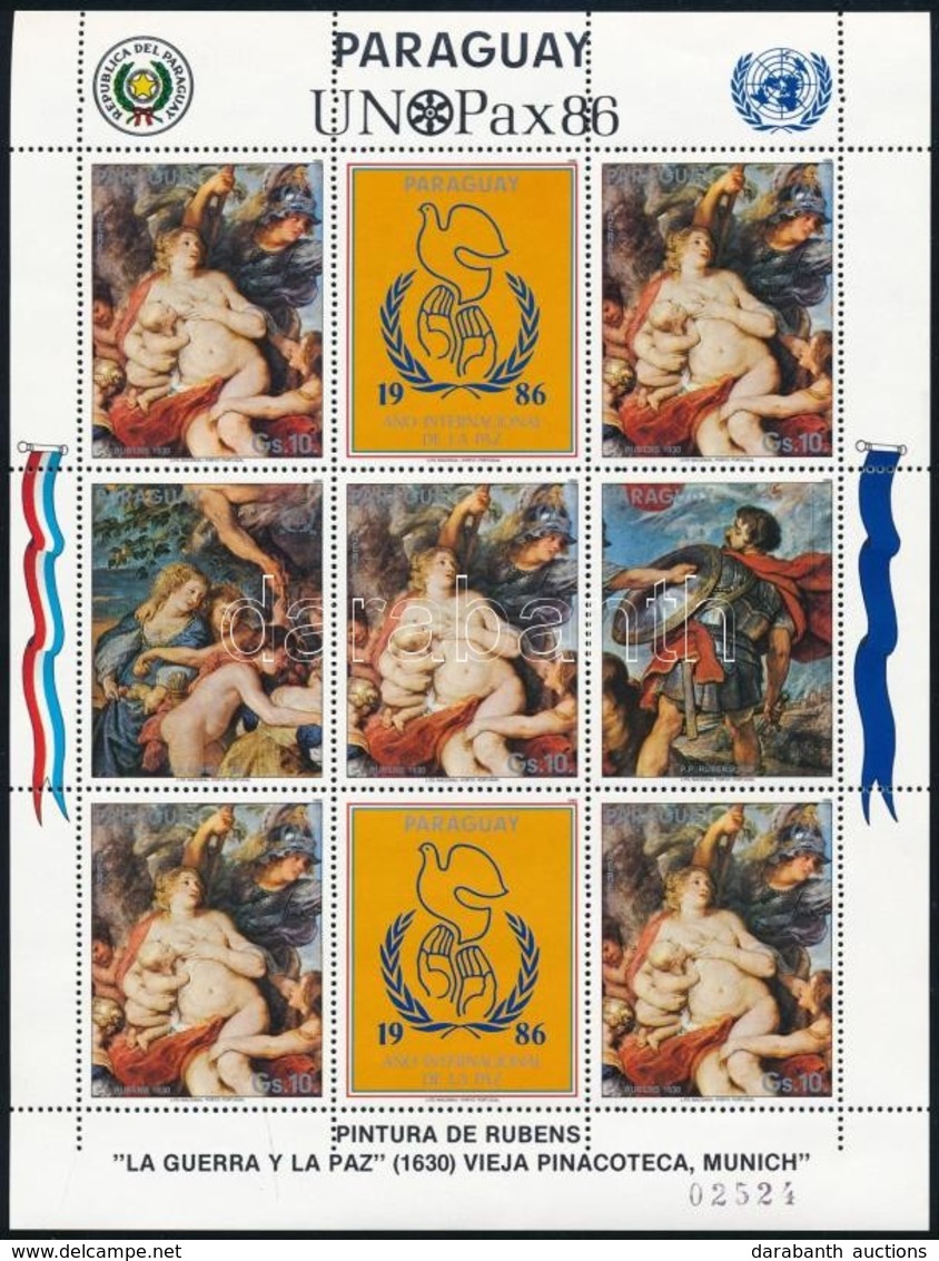 ** 1986 Rubens Festmények Kisív,
Rubens Paintings Minisheet
Mi 4045 - Other & Unclassified