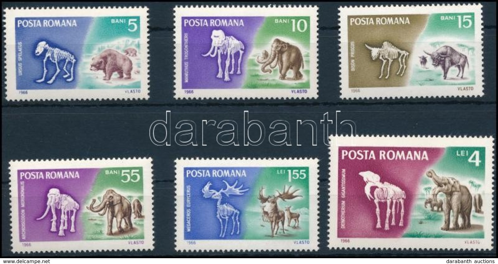 ** 1966 Ősállatok Sor,
Animals Set
Mi 2553-2558 - Autres & Non Classés