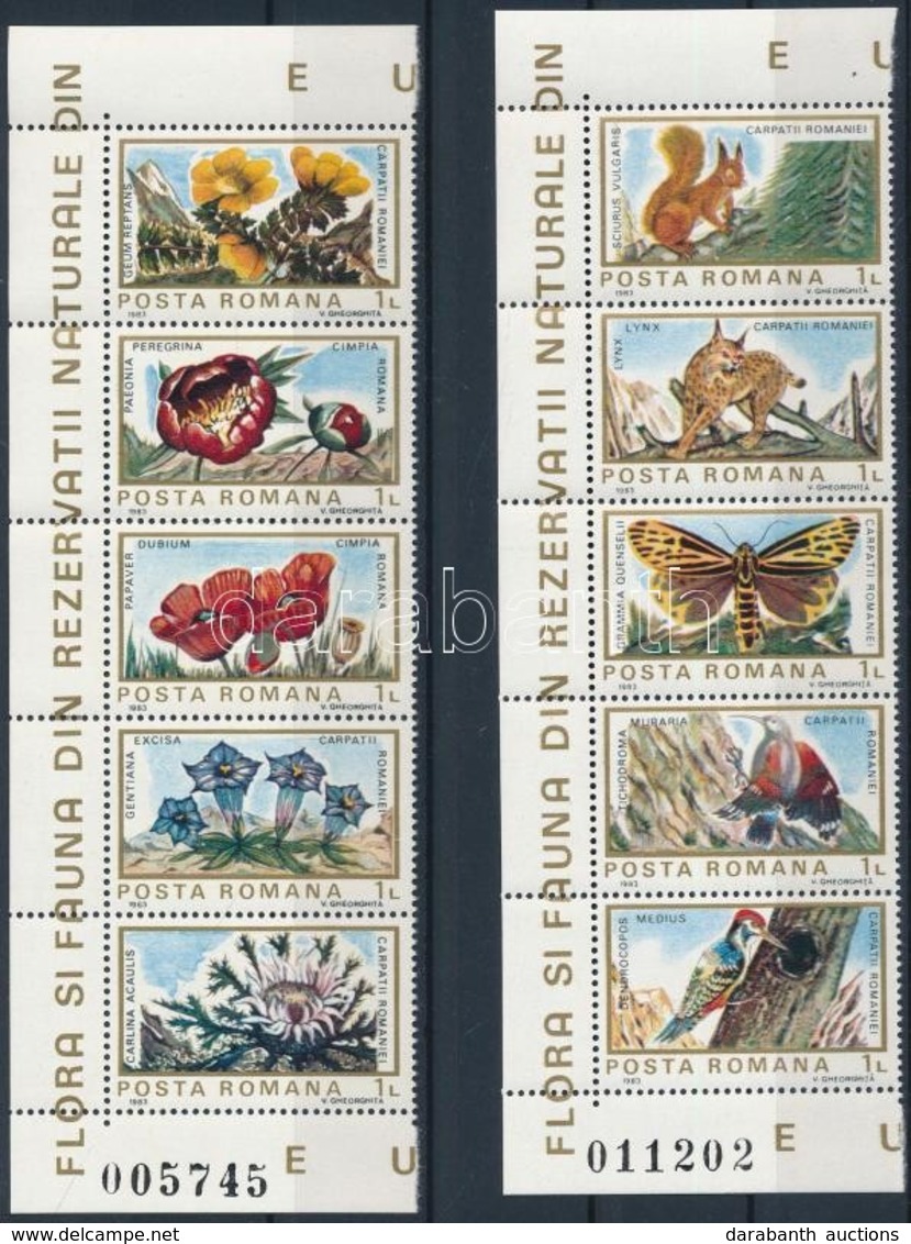 ** 1983 Virágok és állatok 2 ötöscsík + Kisív Pár Mi 3982-3991 - Sonstige & Ohne Zuordnung