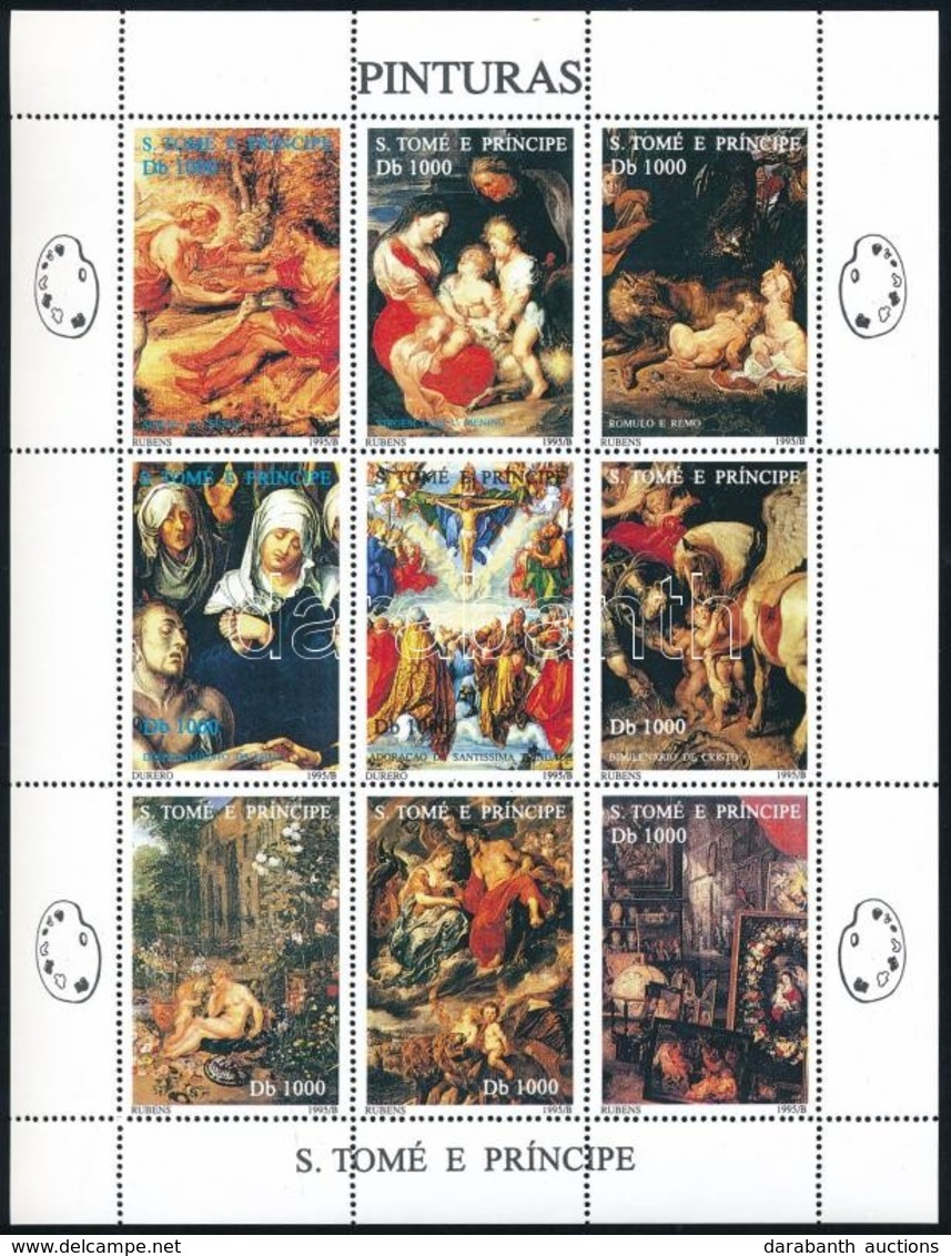 ** 1995 Festmény Kisív,
Painting Minisheet
Mi 1606-1614 - Autres & Non Classés