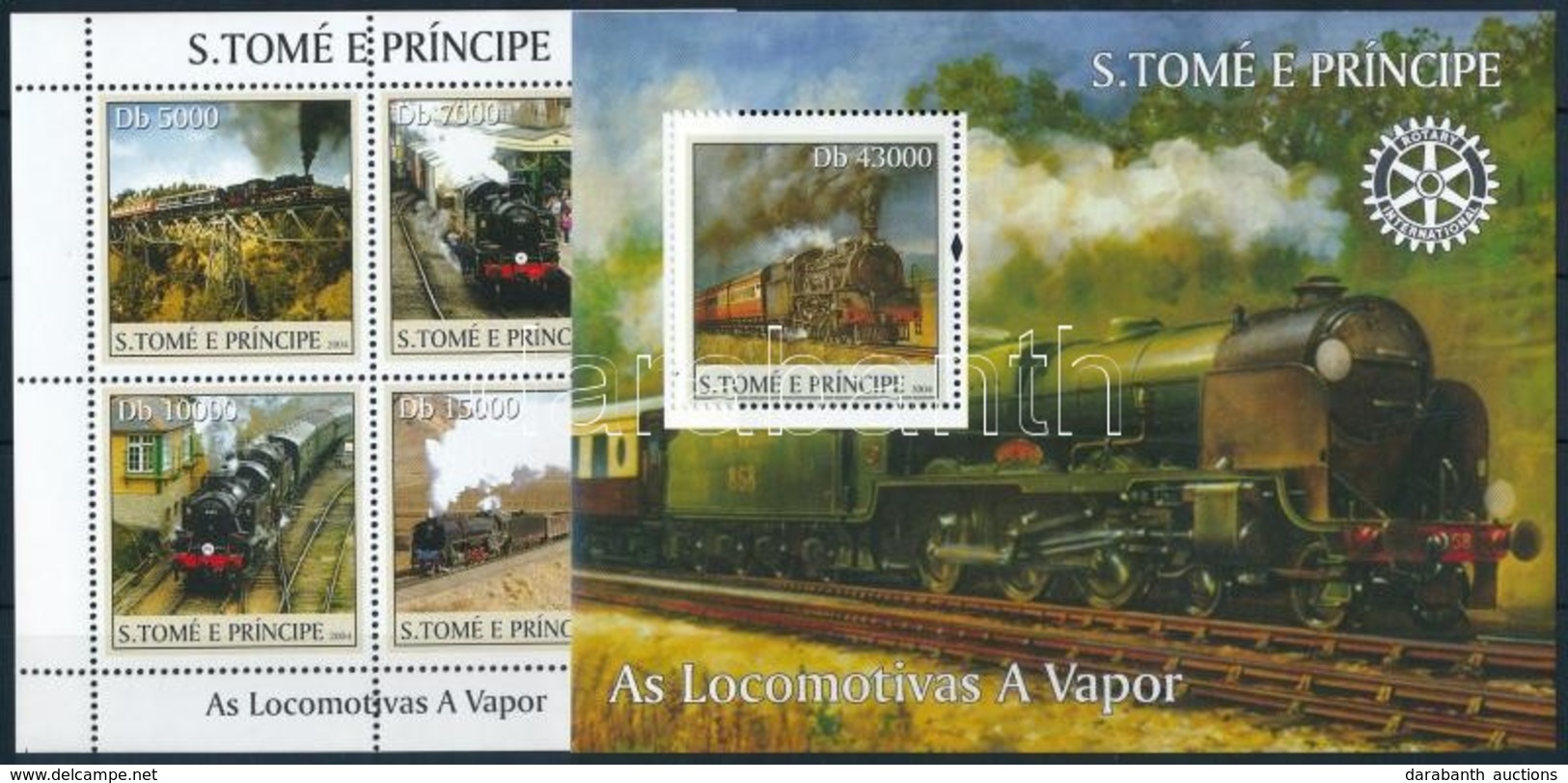 ** 2004 Vasút Kisív + Blokk,
Railway Minisheet + Block
Mi 2629-2632 + 514 - Andere & Zonder Classificatie