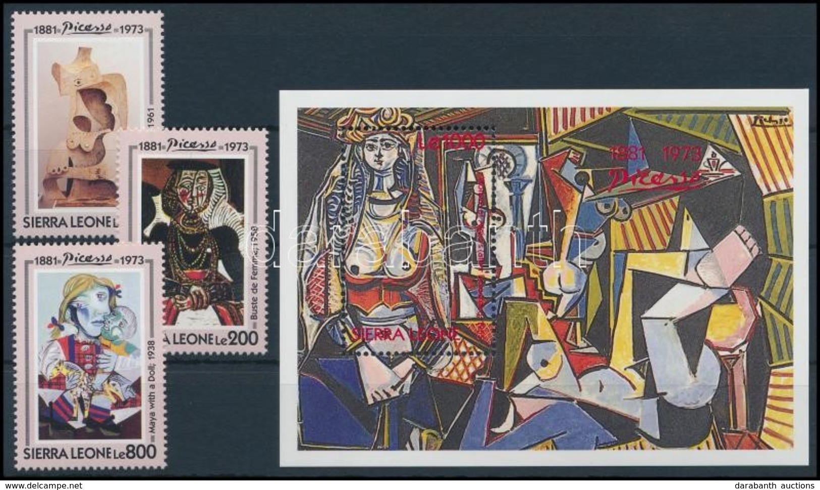 ** 1993 Picasso, Festmények Sor + Blokk,
Picasso, Paintings Set + Block
Mi 2081-2083 + Mi 233 - Autres & Non Classés