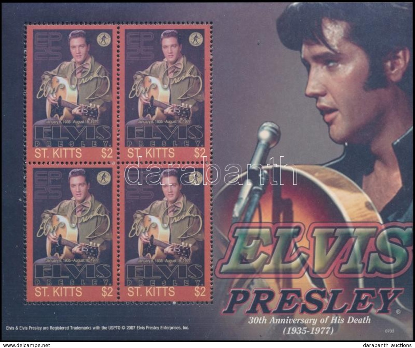 ** 2007 Elvis Presley Kisív,
Elvis Presley Mini Sheet
Mi 954 - Autres & Non Classés