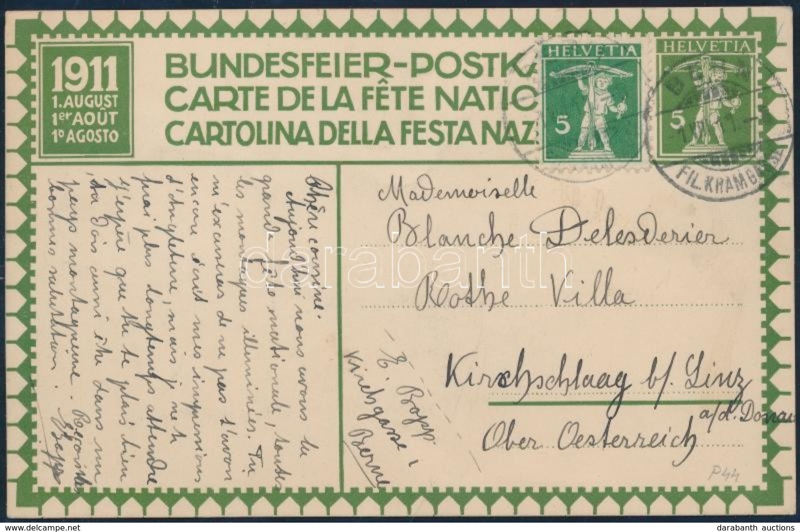 1911 Képes Díjjegyes Levelezőlap 5Rp Bélyeggel Kiegészítve - Sonstige & Ohne Zuordnung