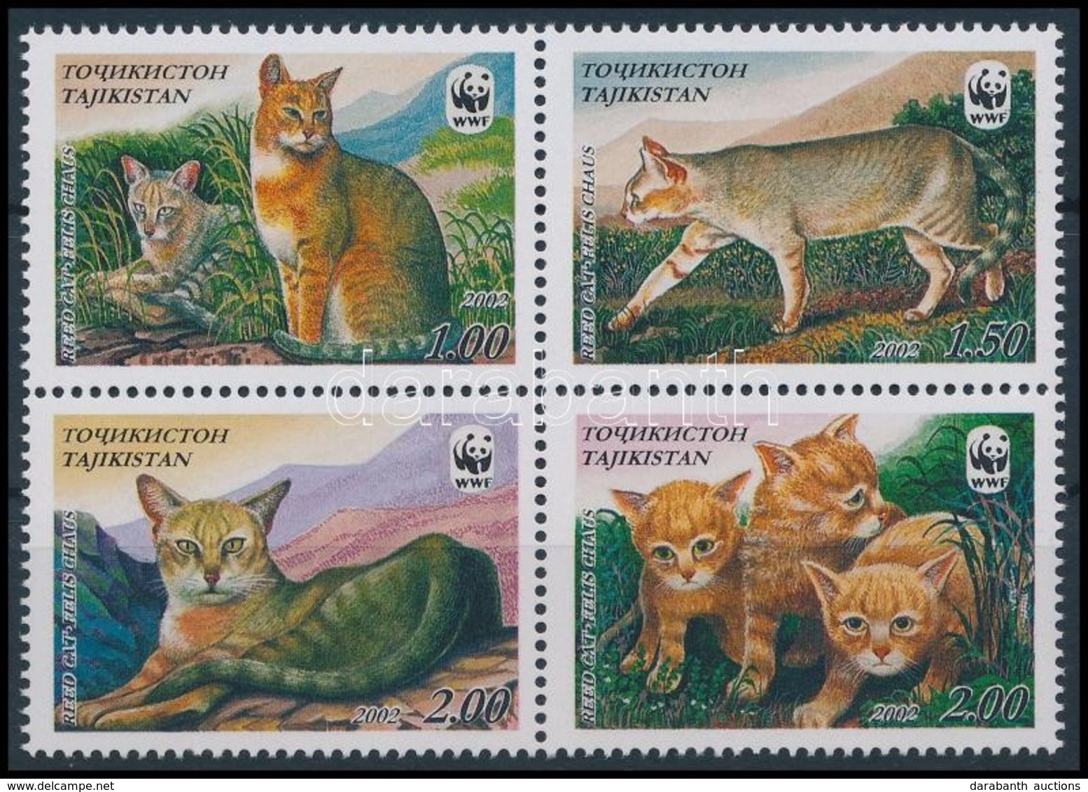 ** 2002 WWF Dzsungelmacskák Négyestömb,
WWF Jungle Cats Block Of 4
Mi 208-211 - Other & Unclassified