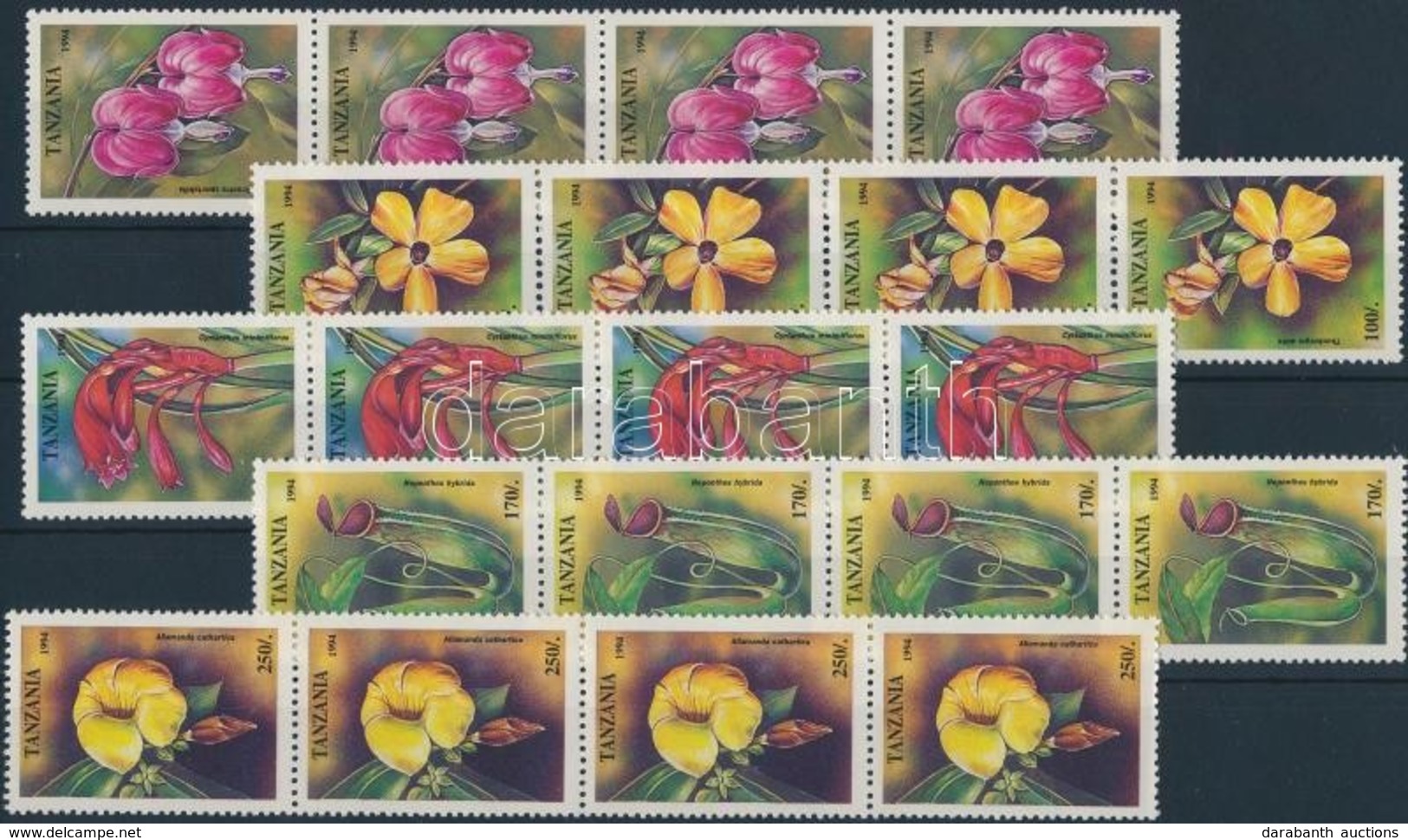 ** 1994 Trópusi Virágok Sor Négyescsíkokban Mi 1880-1886 - Sonstige & Ohne Zuordnung