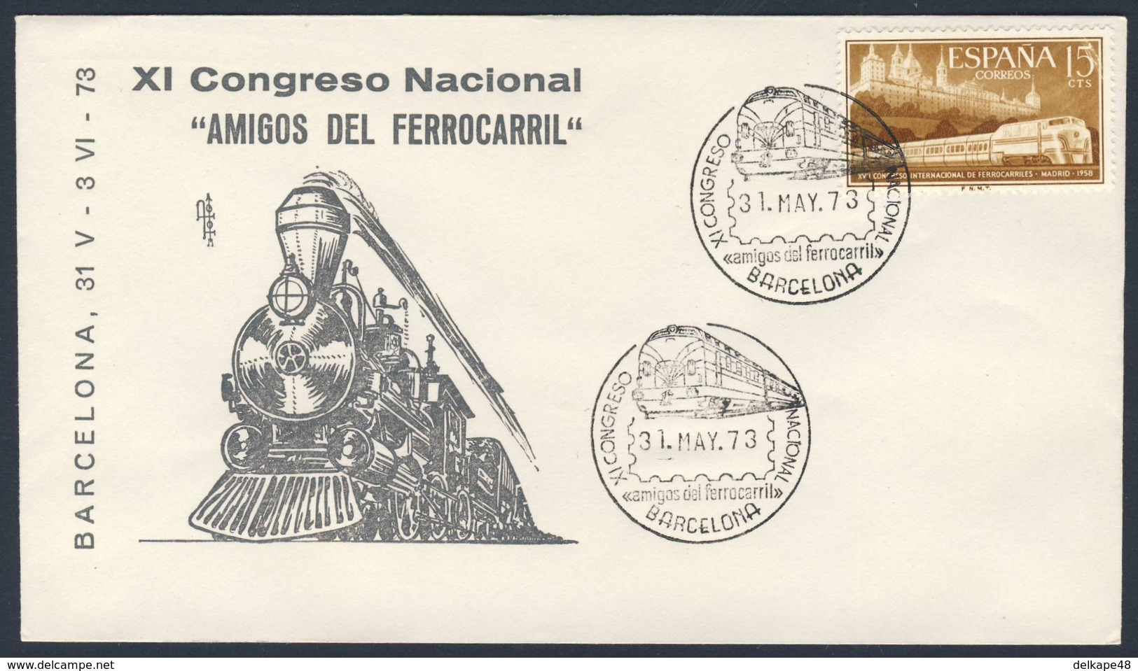 Spain Espana 1973 Cover / Brief / Envelope - XI Congreso Nacional "Amigos Des Ferriocarril" / Nationalkongress - Treinen