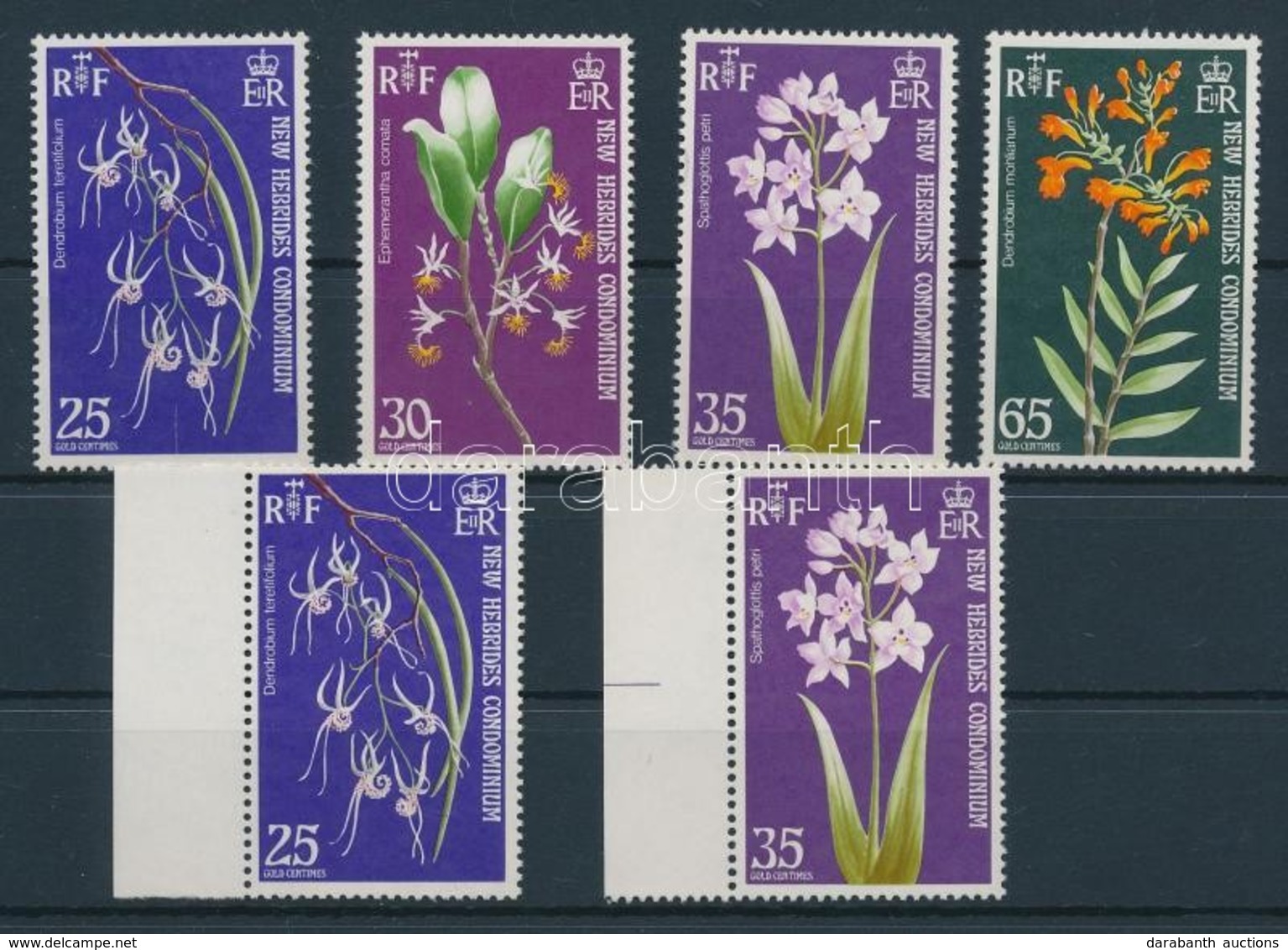 ** 1973 Orchideák Mi 355-358 + 355 és 357 Fordított Fekvő Vízjellel - Other & Unclassified