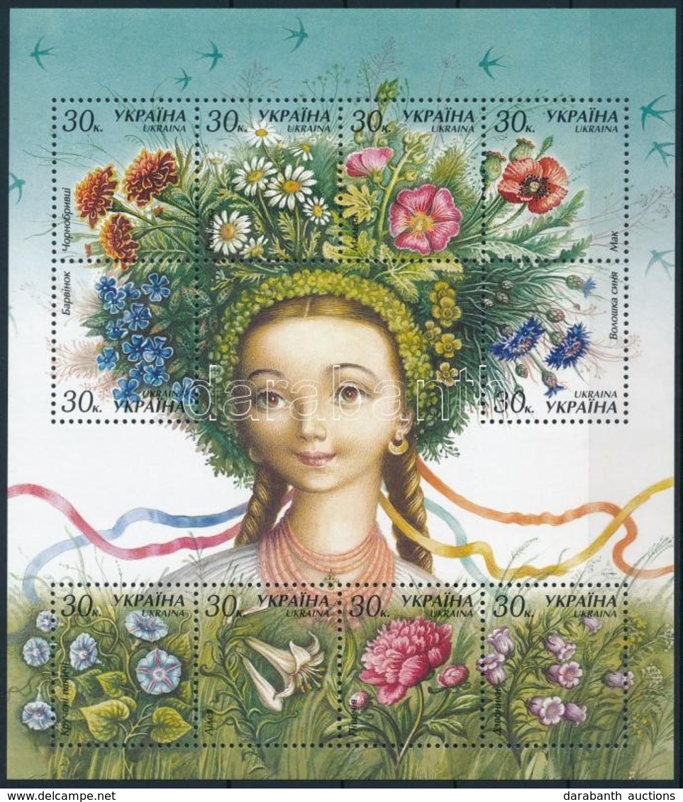 ** 2000 Virágok Kisív,
Flowers Mini Sheet
Mi 405-414 - Andere & Zonder Classificatie
