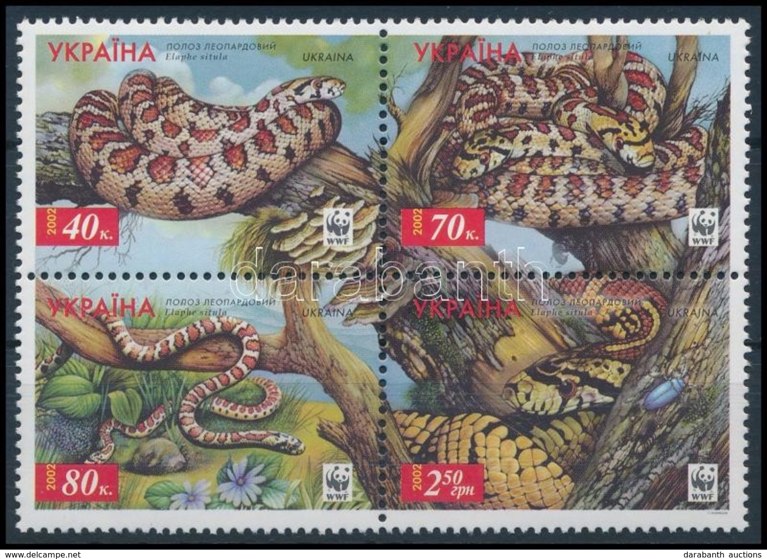 ** 2002 WWF Kígyók Négyestömb,
WWF Snakes Block Of 4
Mi 502 A - 505 A - Andere & Zonder Classificatie