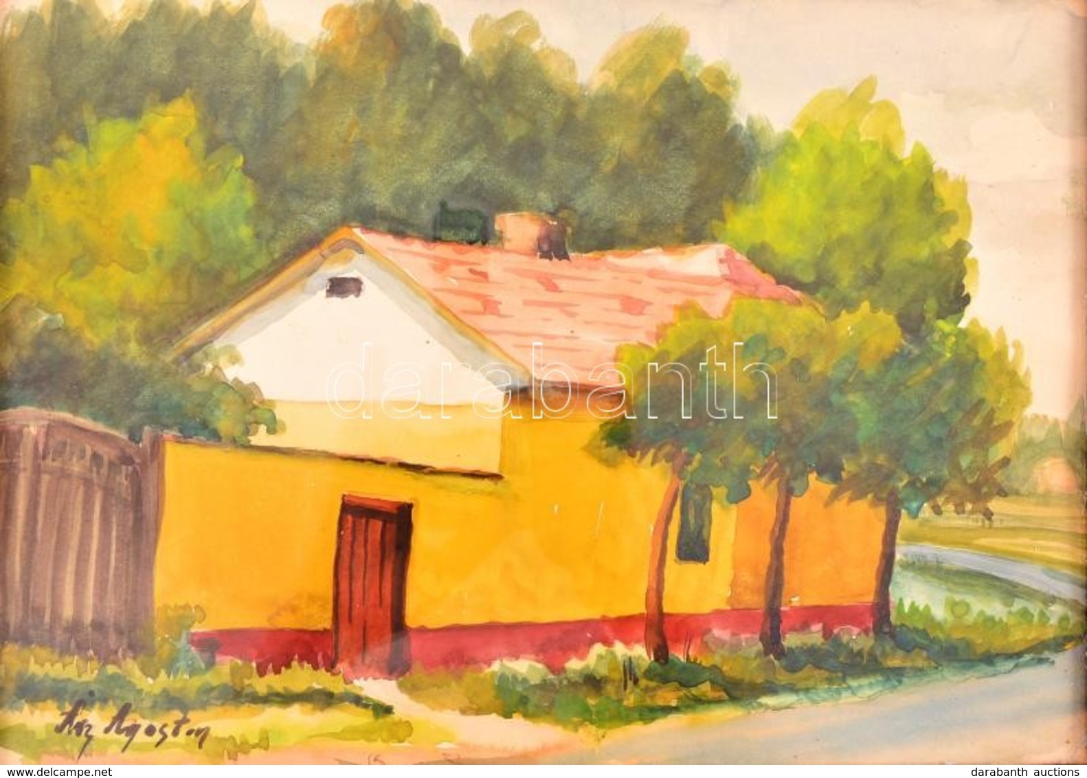 Ács Jelzéssel: Sarokház. Akvarell, Papír, üvegezett Keretben, 22×31 Cm - Other & Unclassified