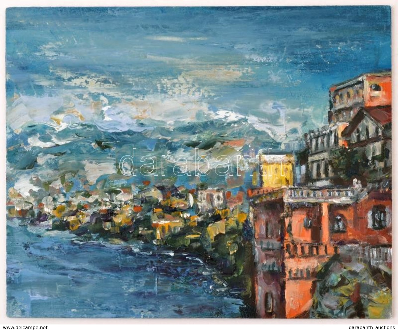 Jelzés Nélkül: Sorrento, Olaj, Farost, 20×25 Cm - Autres & Non Classés