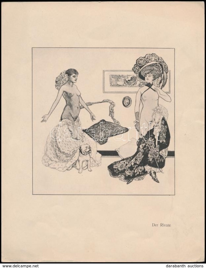 Franz Von Bayros (1866-1924): Der Rival. A Der Toilettentisch Mappából Klisé, Papír, Jelzés Nélkül, 13×12,5 Cm - Other & Unclassified