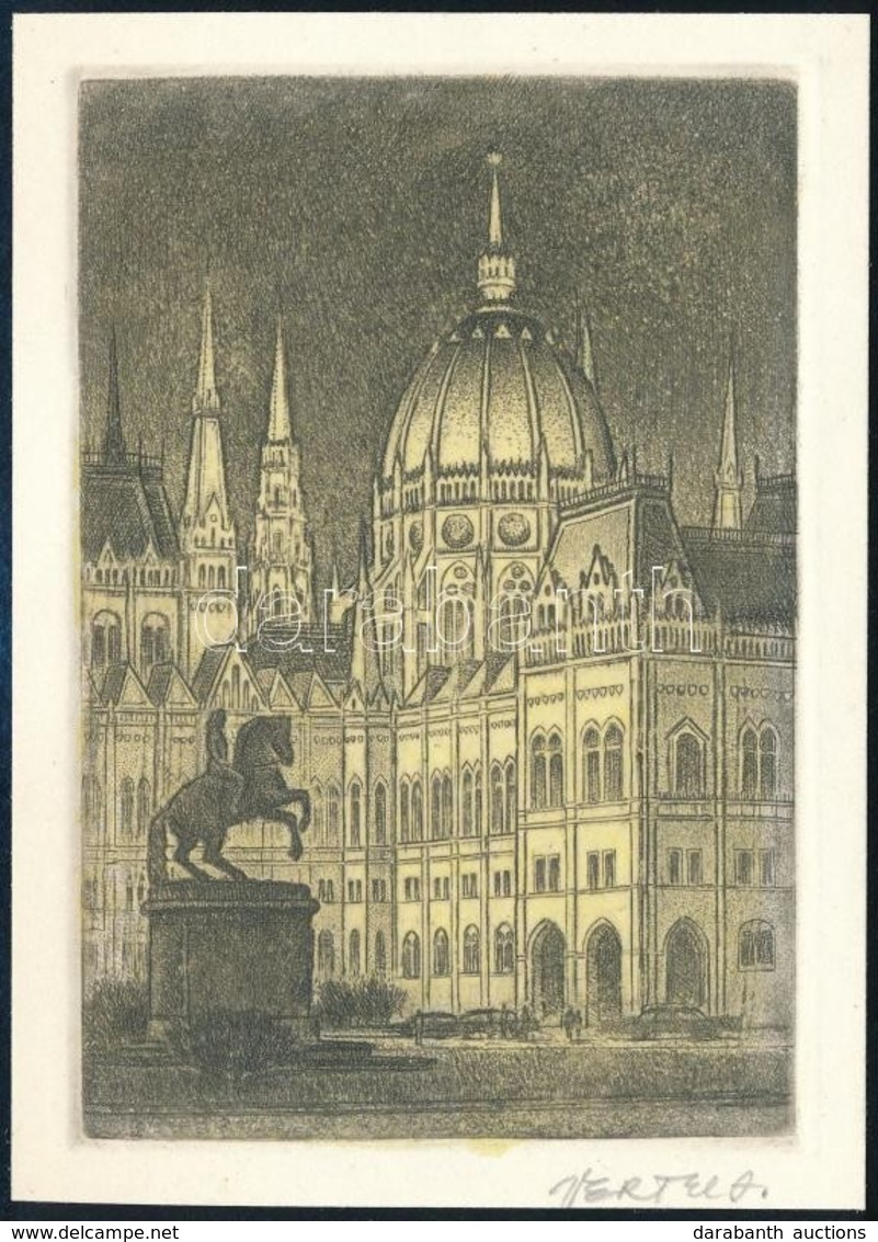 Vertel József (1922-1993): Parlament. Rézkarc, Papír, Jelzett, 12x8 Cm. - Other & Unclassified