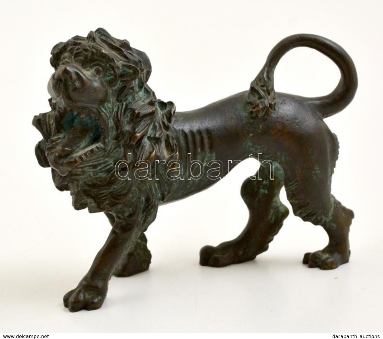 XIX. Sz: Oroszlán Figura. Vas és Bronz ötvözet  / Lion Figure. Bronze, Iron. 17x14 Cm - Sonstige & Ohne Zuordnung