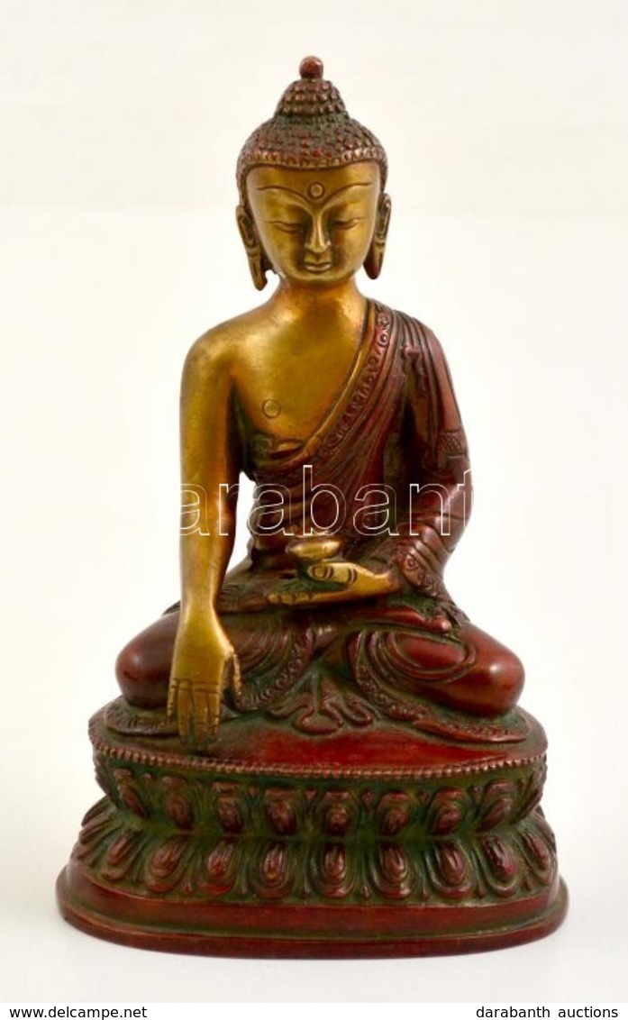 Gyógyító Buddha Szobor, Bronz Szobor, M: 17 Cm - Sonstige & Ohne Zuordnung