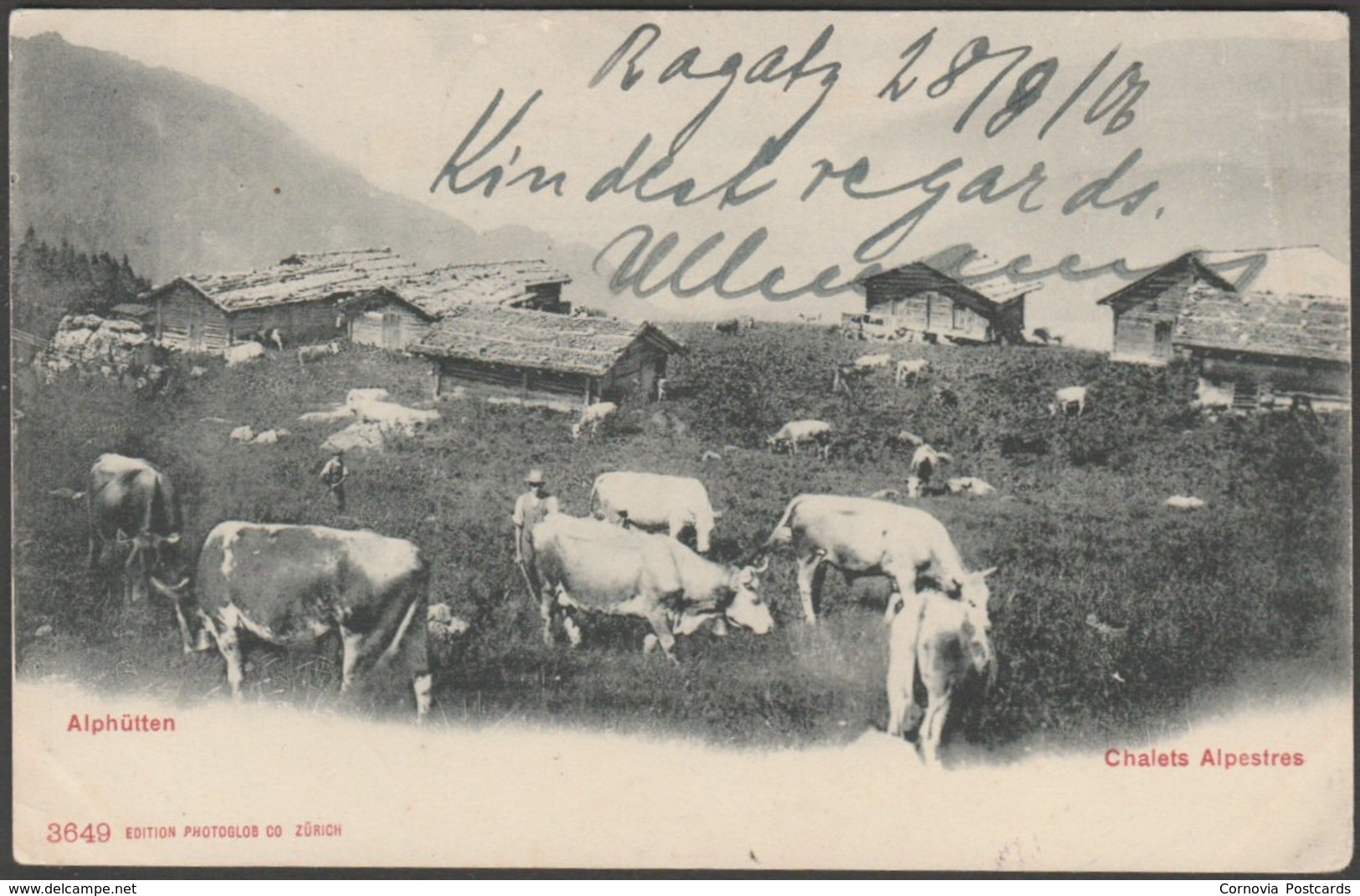 Alphütten, Chalets Alpestres, 1906 - Photoglob AK - Hütten