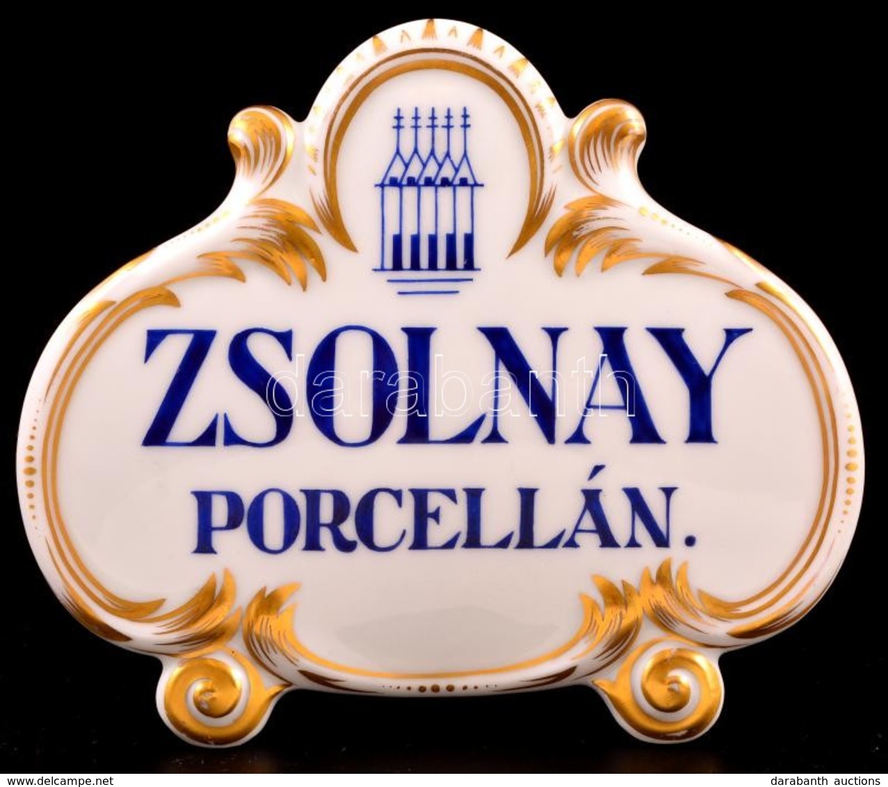 Zsolnay Porcelán Tábla, Matricás, Kopásnyomokkal, 12×14 Cm - Andere & Zonder Classificatie