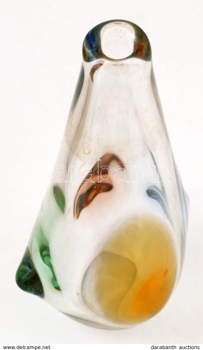 Muranói Színes Rücskös Váza, Apró Kopásokkal, M: 23,5 Cm - Verre & Cristal