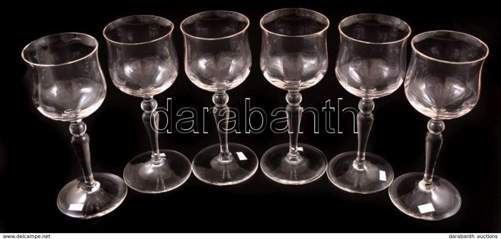 Talpas Borospohár (6 Db), Jelzés Nélkül, Hibátlan, M:15,5 Cm (6×) - Glas & Kristal