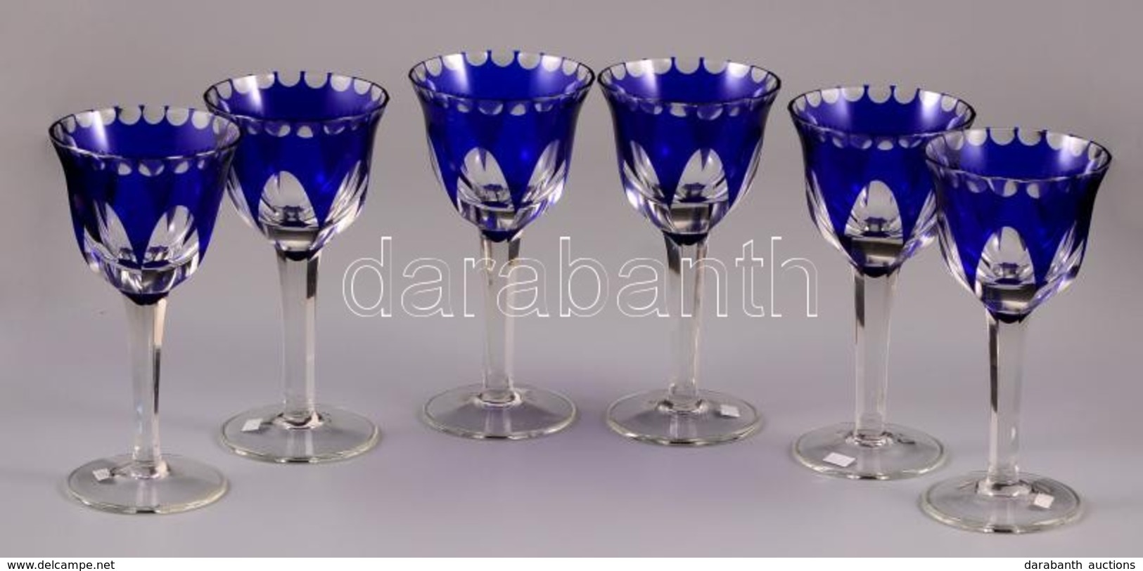 Csiszolt Kristály Boros Poharak ( 6db), Jelzés Nélkül, Több Rétegű, Hibátlan, M: 16,5 Cm (6×) - Verre & Cristal