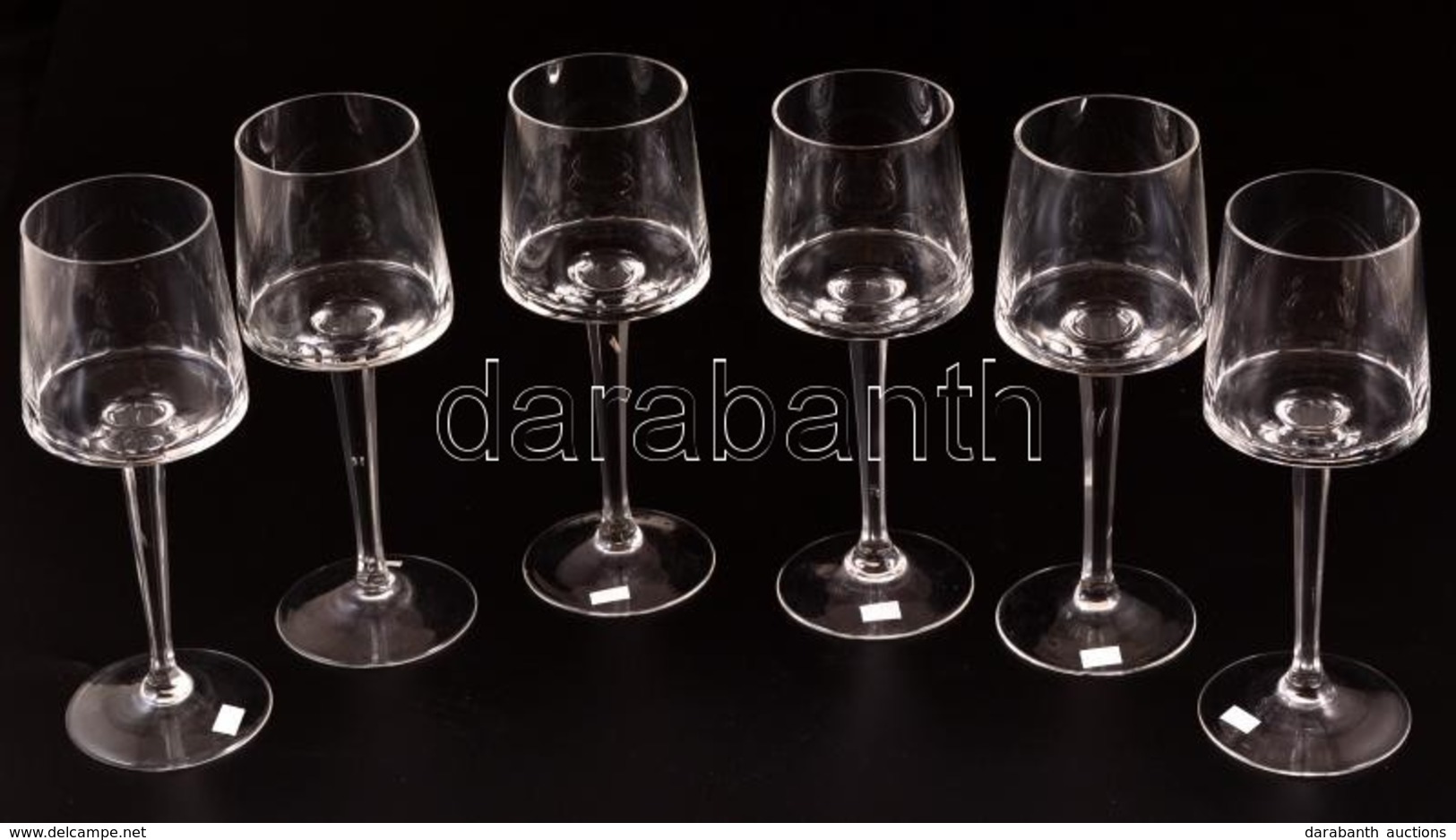 Talpas Kristály Borospohár (6 Db), Jelzés Nélkül, Hibátlan, M:18 Cm (6×) - Glas & Kristall