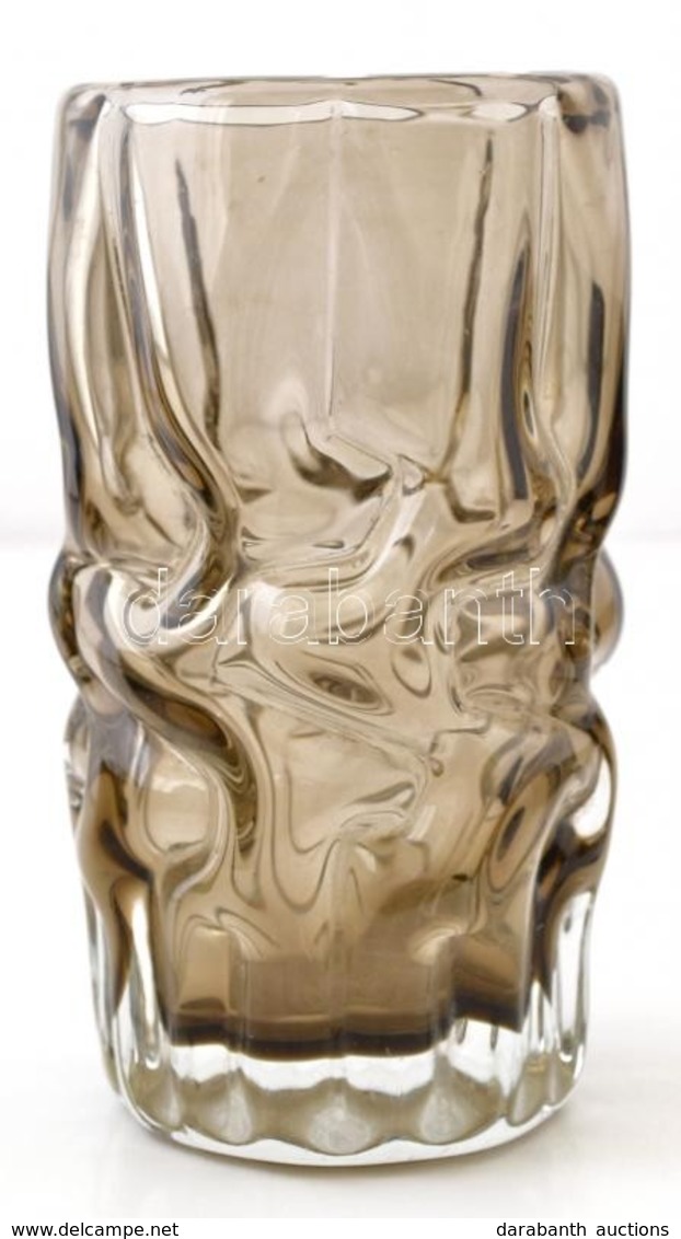 Dekoratív Barna üveg Váza, Alján Karcolásokkal, M: 19,5 Cm - Verre & Cristal