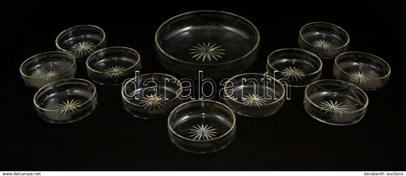 Kompótos Készlet, Csiszolt, Hibátlan, D: 23 Cm, és 11 Cm (10×) - Glass & Crystal