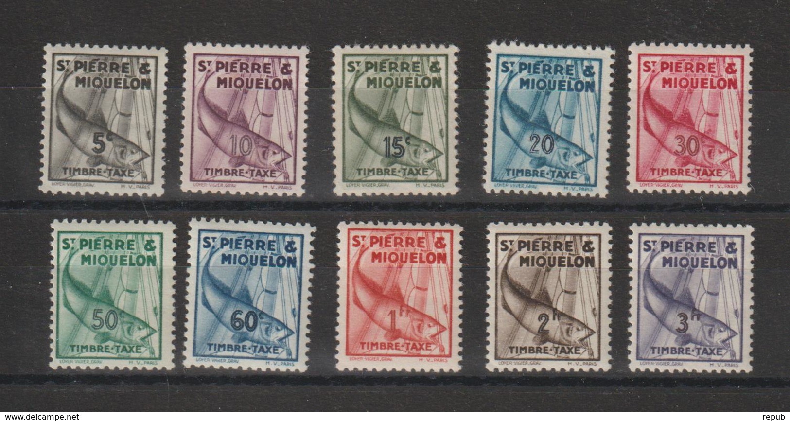 St Pierre Et Miq. 1938 Taxe 32 à 41 10 Val * Charnière - Timbres-taxe