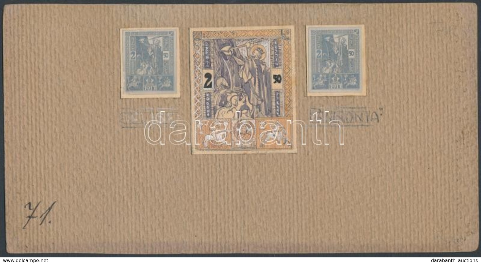 1913 4 Klf Okmánybélyeg Terv / 4 Different Fiscal Stamps Essays - Unclassified