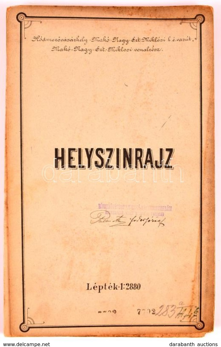 Cca 1880 A Hódmezővásárhely-Makó-Nagy Szt. Miklósi H.é. Vasút Makó-Nagyszentmiklósi Vonalrész Helyszínrajza. Kb 6 Méter  - Unclassified