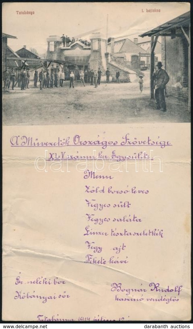1914 Tatabánya, A Művezetők Országos Szövetsége XLV. Számú Ker. Egyesülete Menükártyája - Unclassified