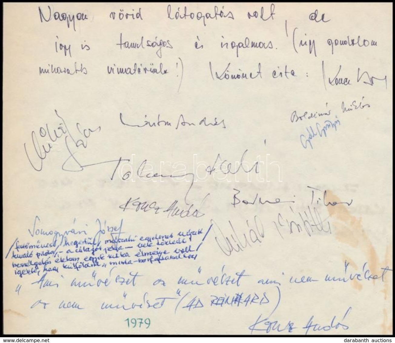 1979 Koncz Zsuzsa Köszönő Sorai és Aláírása, Valamint Boldizsár Miklós, Bornai Tibor, Tolcsvay és Mások Aláírásai Emlékl - Other & Unclassified