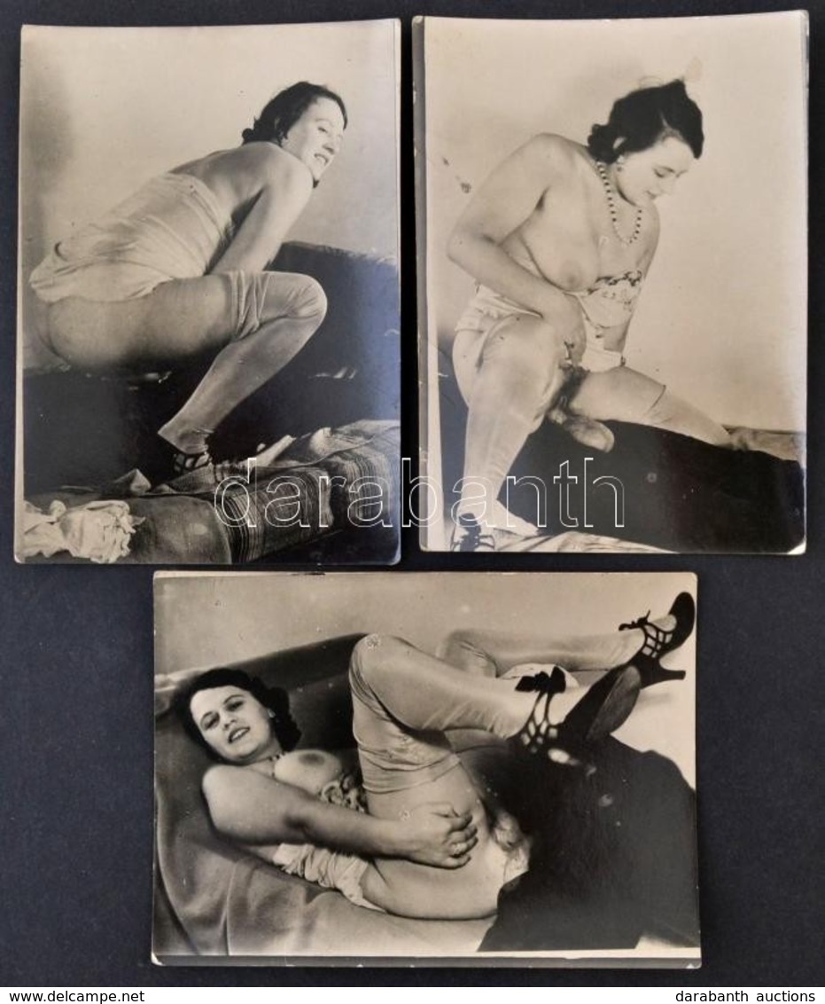 Cca 1940  Pornográf Fotók (3 Db) / Cca 1940 Porn Photo  12×8 Cm - Andere & Zonder Classificatie