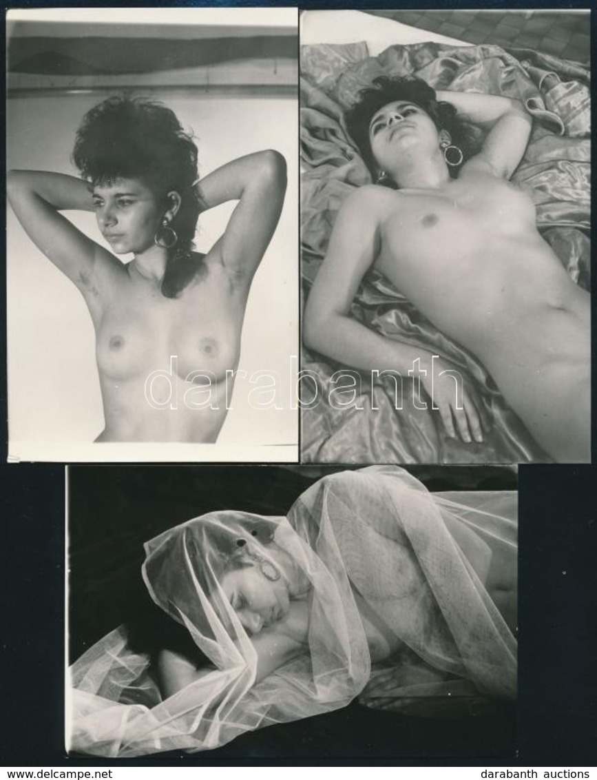 Cca 1985 Szolidan Erotikus Felvételek Vegyes Tétele, 7 Db Vintage Negatív (24x36 Mm) + 6 Db Vintage Fotó, 18x24 Cm és 9x - Autres & Non Classés