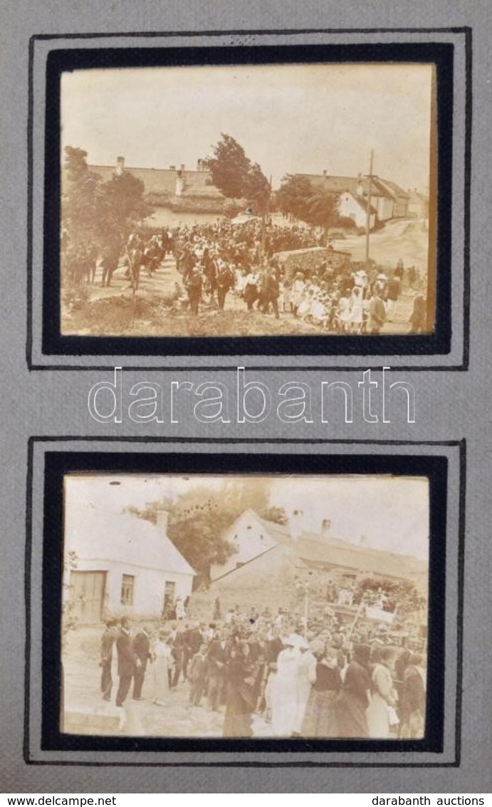 Cca 1925 Fotóalbum Sok érdekes Fotóval: ünnepség, Katona, Balatoni és Vidéki Tájak. Összesen 48 Fotó Albumban (4,5x6,5 C - Other & Unclassified