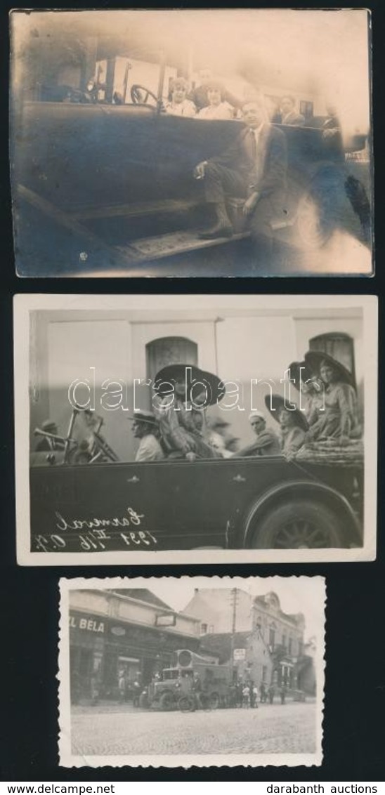 Cca 1920-1930 Autós Buszos Vásosnézések, Teherautók 3 Db Fénykép - Other & Unclassified