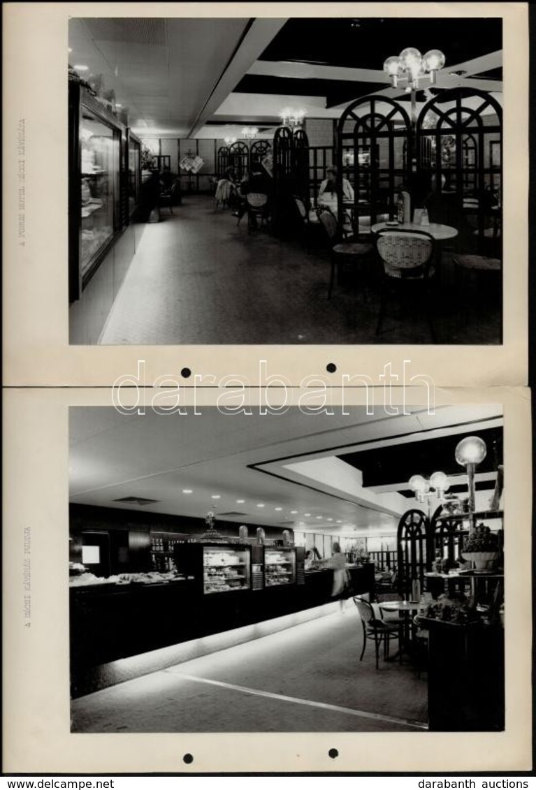 Cca 1960-1980 A Forum Hotel Bécsi Kávéháza; A Régi Hungária Kávéház, 4 Db Fotónagítás, Kartonra Ragasztva, Feliratozva,  - Andere & Zonder Classificatie