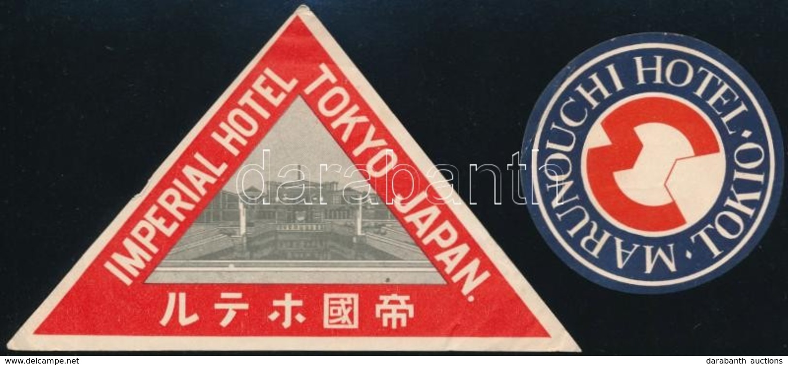 Tokio Imperial Hotel, Marunouchi Hotel 2 Db Háború Előtti Japán Hotel Címke. / 2 Pre-1945 Japanese Hotel Labels From Tok - Advertising