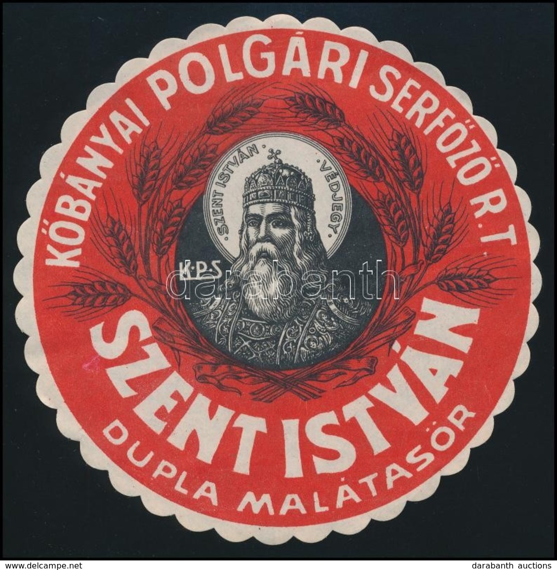 Cca 1930 Kőbányai Polgári Serfőző Rt. Szent István Malátasör Dekoratív Söralátét, Szép állapotban - Advertising