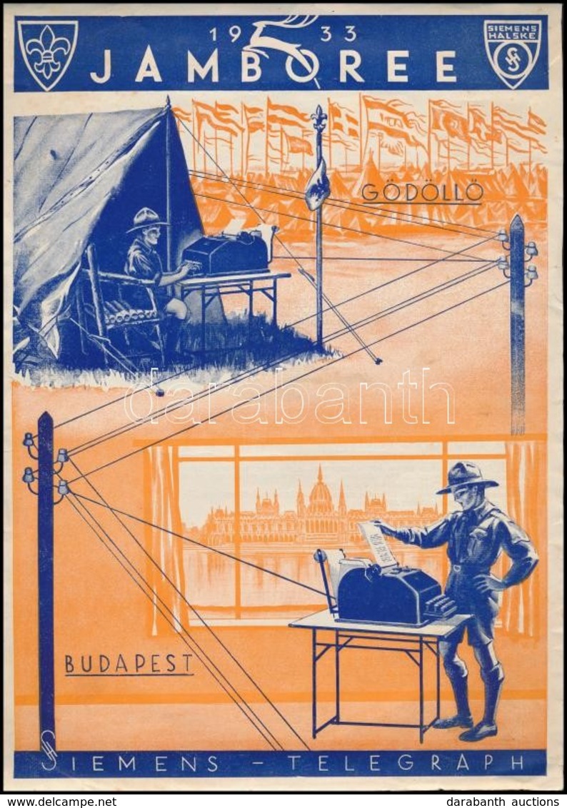 1933 Gödöllő Cserkész Jamboree Siemens Távíró Kisplakát / Scout World Jamboree Siemens Telegraph Small Poster. 22x29 Cm - Scoutisme