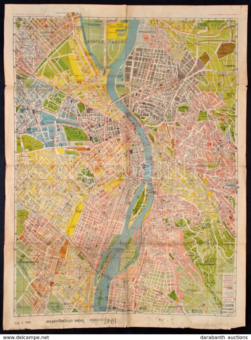 Cca 1940 Stoits György, Merre Menjek? Budapest Közlekedési Térképe Utcanévjegyzékkel, Bp. Dóczi Sándor, 62x48 Cm. - Other & Unclassified