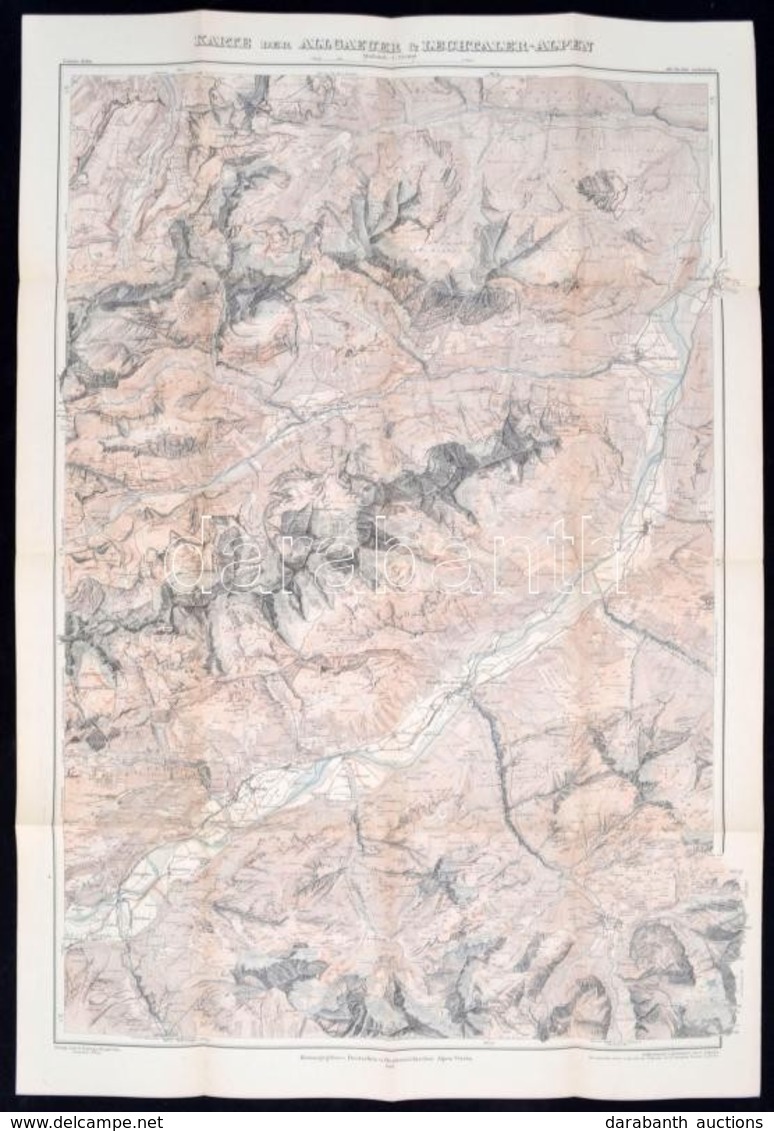 1911 Az Allgauer és A Lechtaler Alpok Térképe / 1911 Large Map Of The Allgauer And The Lechtaler Alps 90x70 Cm - Other & Unclassified