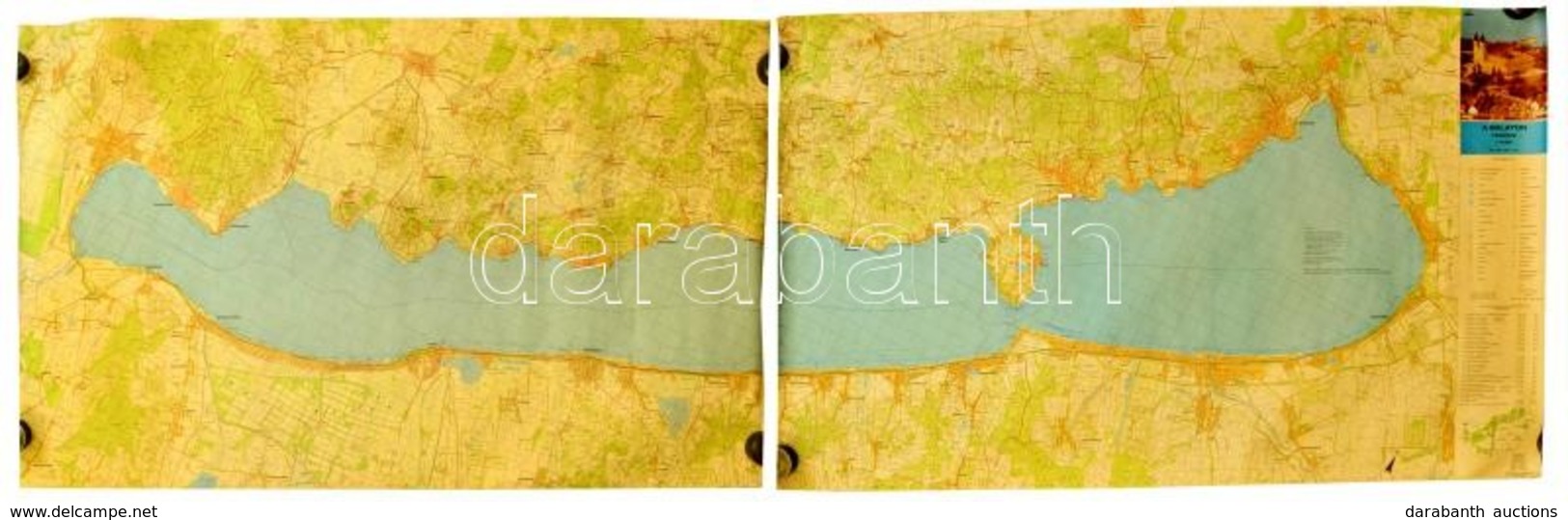 Nagyméretű Balaton Térkép Két Részből. Kétoldalas. 220x72 Cm - Autres & Non Classés
