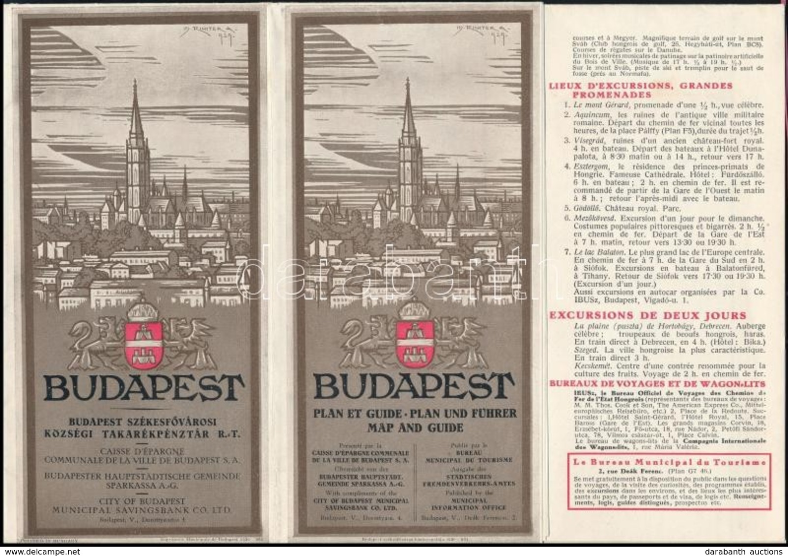 Cca 1938 Budapest Térkép és Információ Turistáknak Francia Nyelven Nagyon Jó állapotban. 80x50 Cm - Andere & Zonder Classificatie